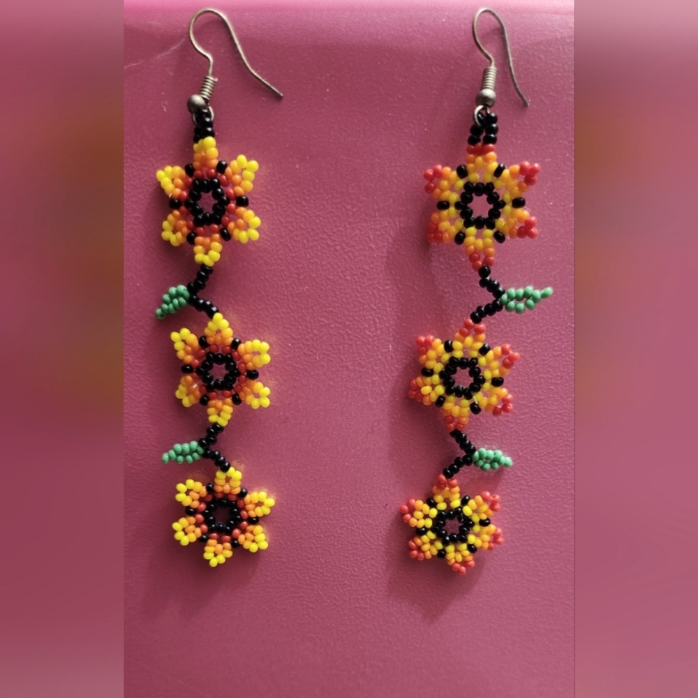 Hand-made beaded earings